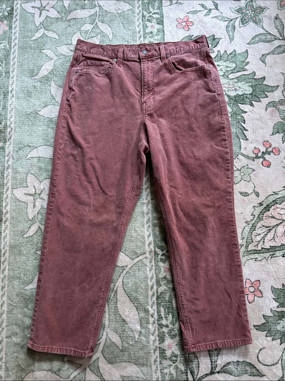 Women's American Eagle Faux Corduroy Pants in Dusty Rose/Salmon Sz 12 X-Short